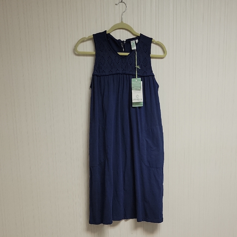 Aventura Organic Cotton Navy Seychelle Dress Small Gorpcore New